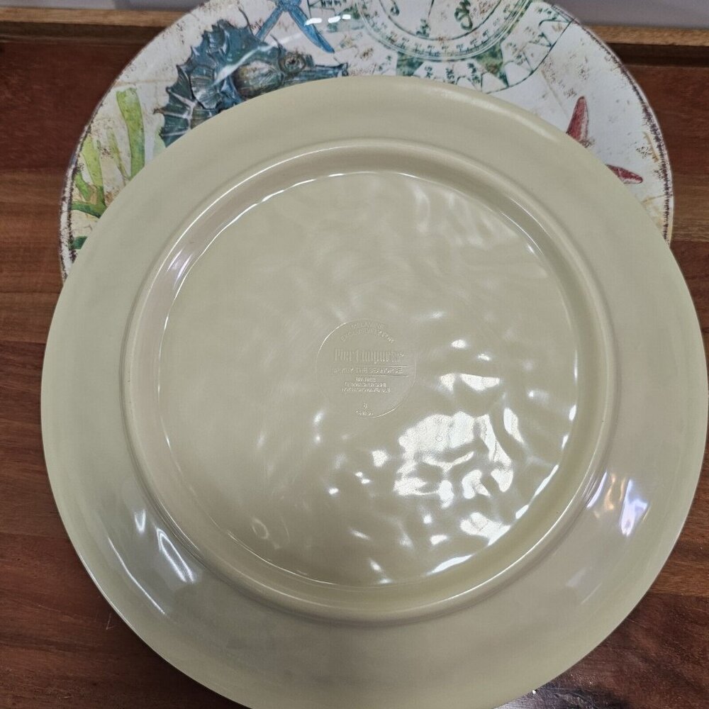 Pier 1 Spikey The Seahorse Melamine Plates 9in set-4 sea life shells unbreakabl - Picture 11 of 12